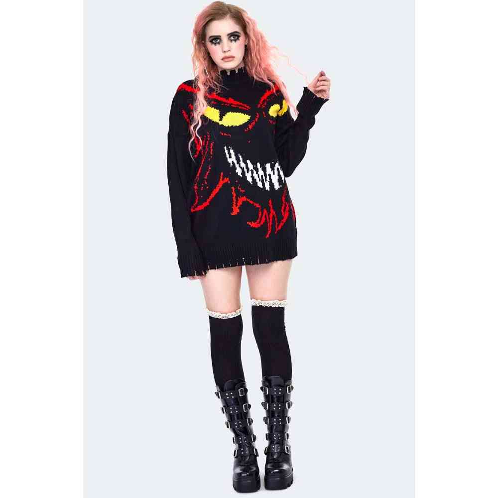 Jawbreaker - Laughing Gremlin Oversized Knitted Chandail - Noir